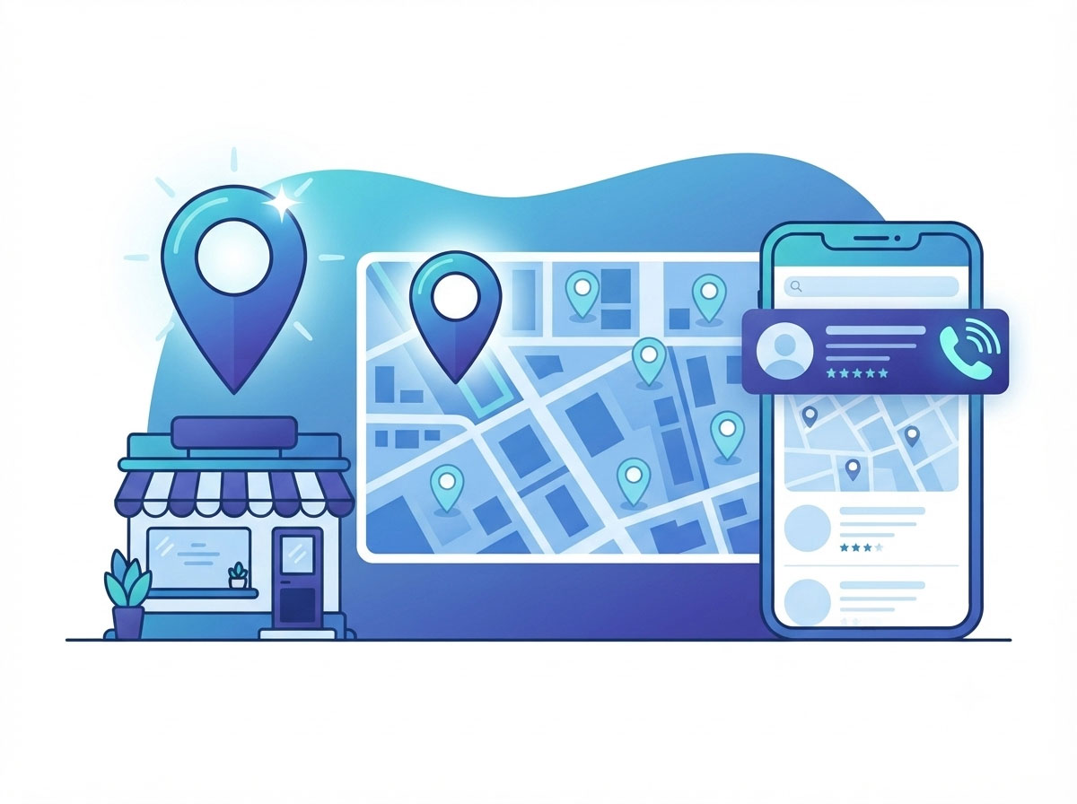 Nearby customers finding a local business in the Google map pack and calling