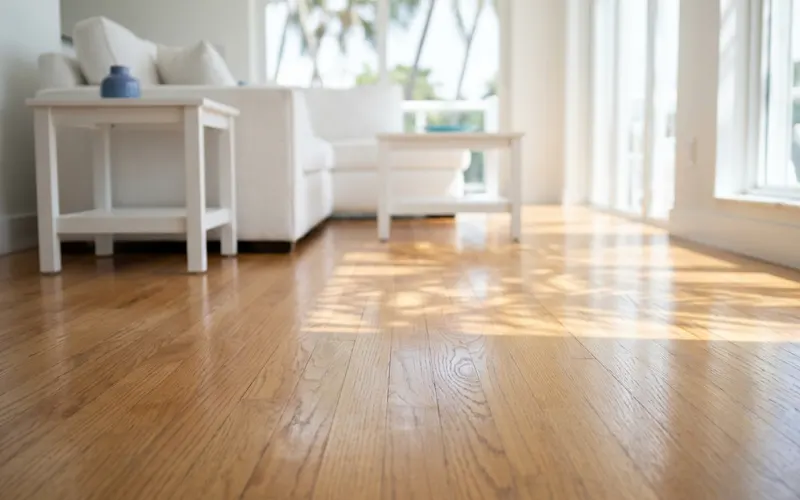 Hardwood floor refinishing project in a South Florida home